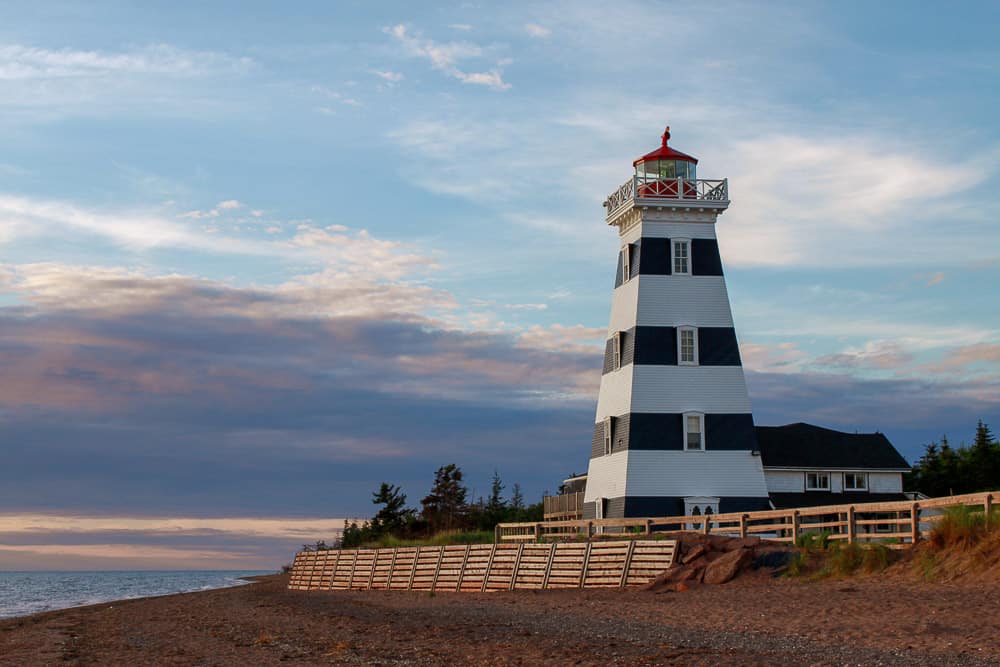 lighthouse and boardwalk in PEI