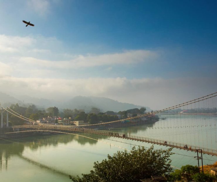 Ganga river and bridge in Rishikesh, India
