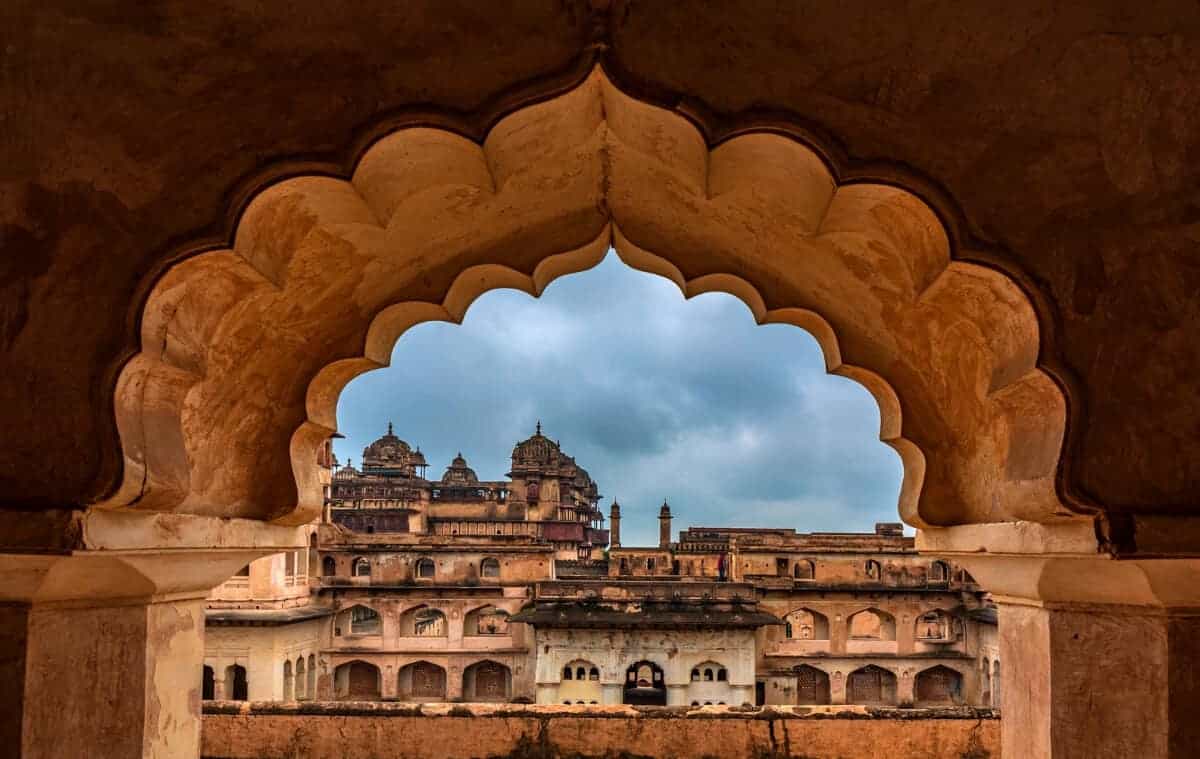 Orchha Fort as seen through a window