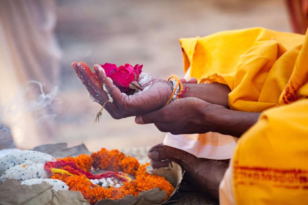 hands in prayer ritual in India