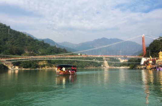 Ganga River with boat in Rishikesh