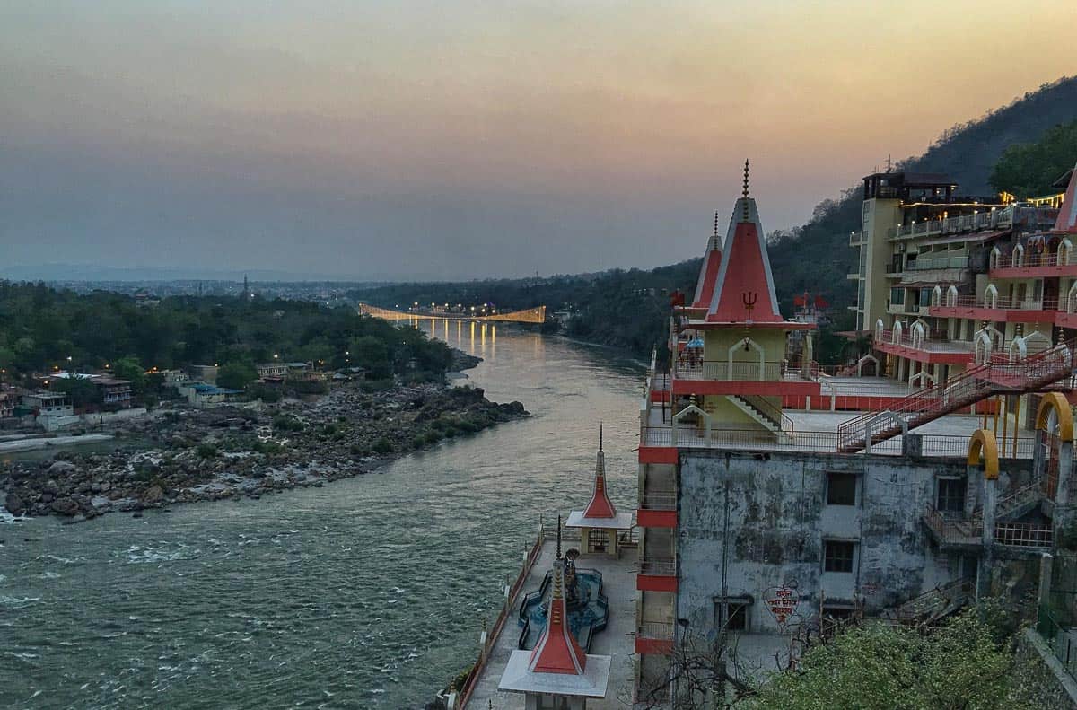 Ganga River view at dusk in Rishikesh