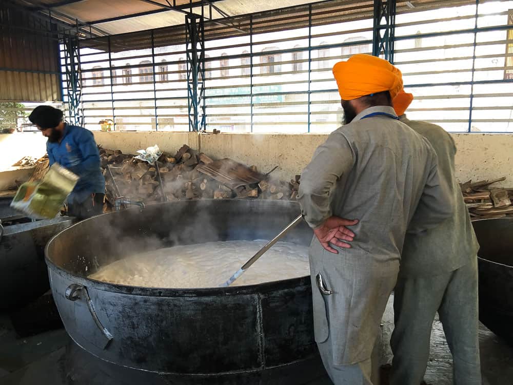 Men cooking food at langar, Golden Temple, Amritsar, Punjab