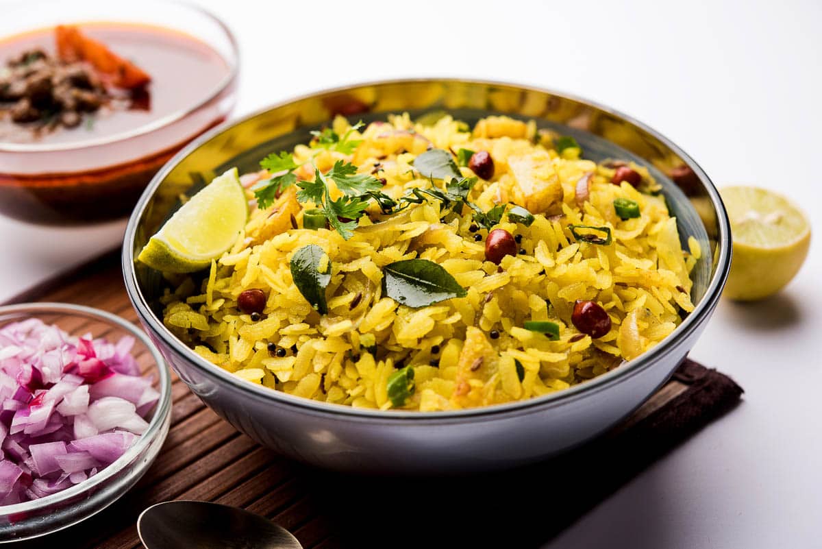 bowl of poha, a street food of India