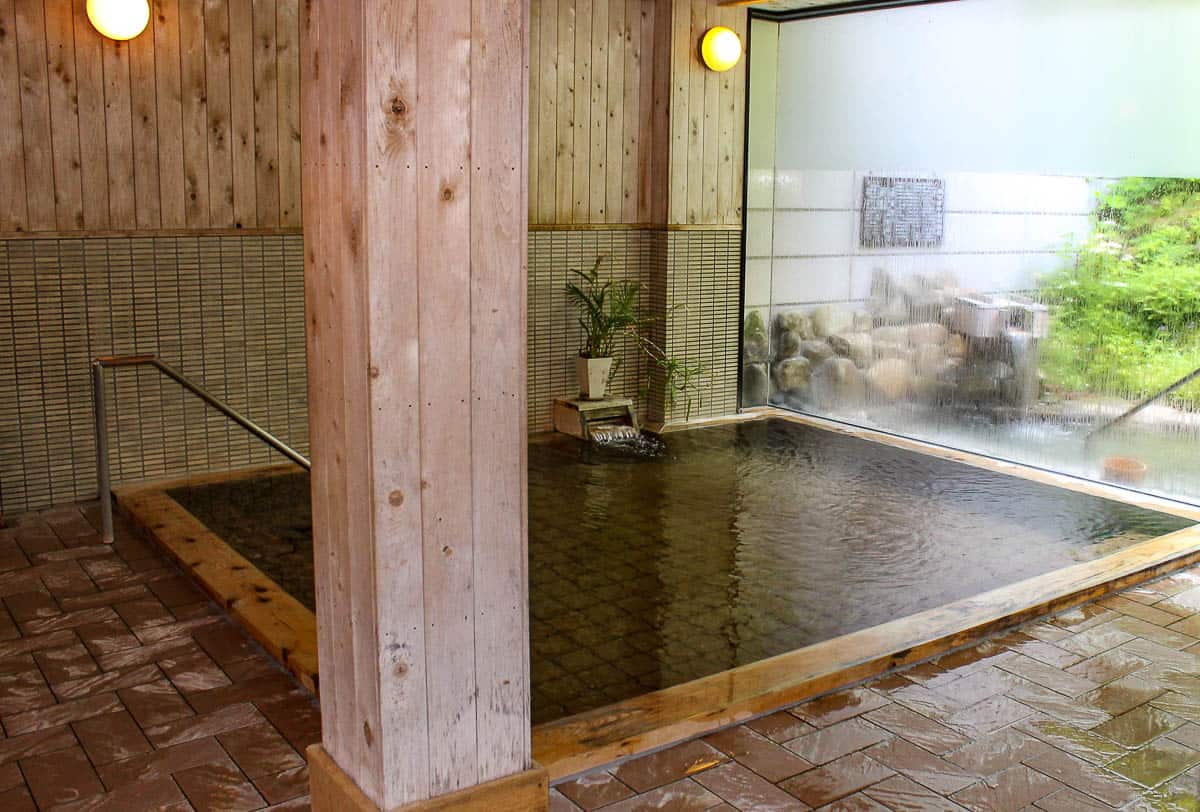 onsen bath in ryokan, Kyoto, Japan