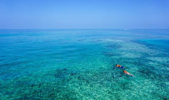 Snorkelling in clear blue water is one of the best things to do in Mauritius.