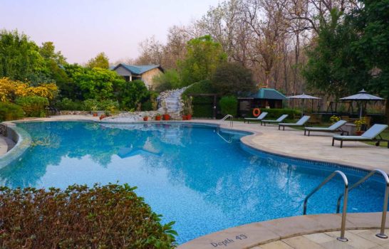 swimming pool at Aahana Corbett resort