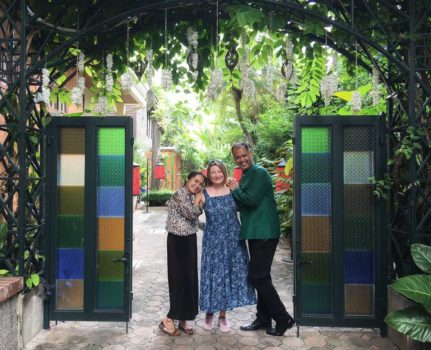 Mariellen and staff at Chakrabongse Villas, Bangkok, Thailand