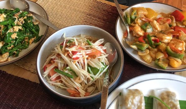 four Thai food dishes