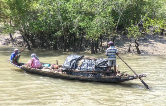 family in small boat in the Sunderbans