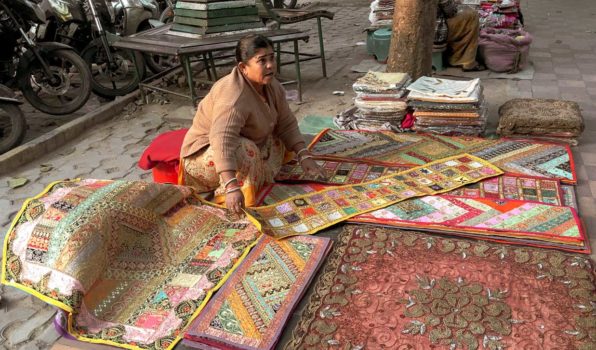 shopping in Delhi on the street to buy wall hangings