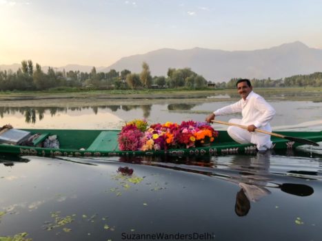 flower seller on Dal lake in Kashmir