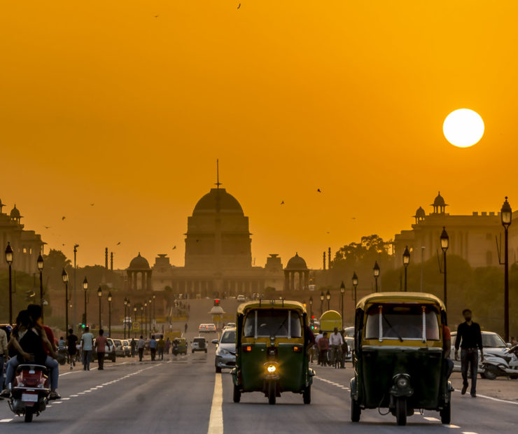 Central Delhi at sunset