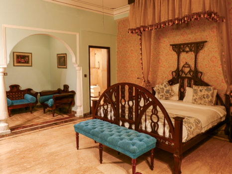 Room at the WelcomHeritage Traditional Haveli hotel in Jaipur.