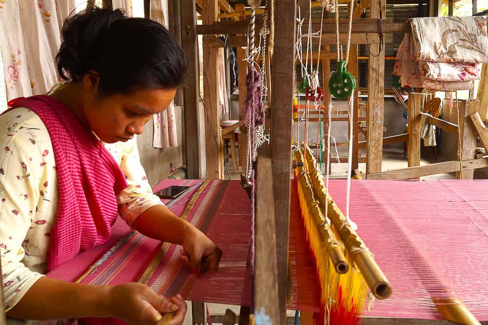 Woman weaving in Northeast India