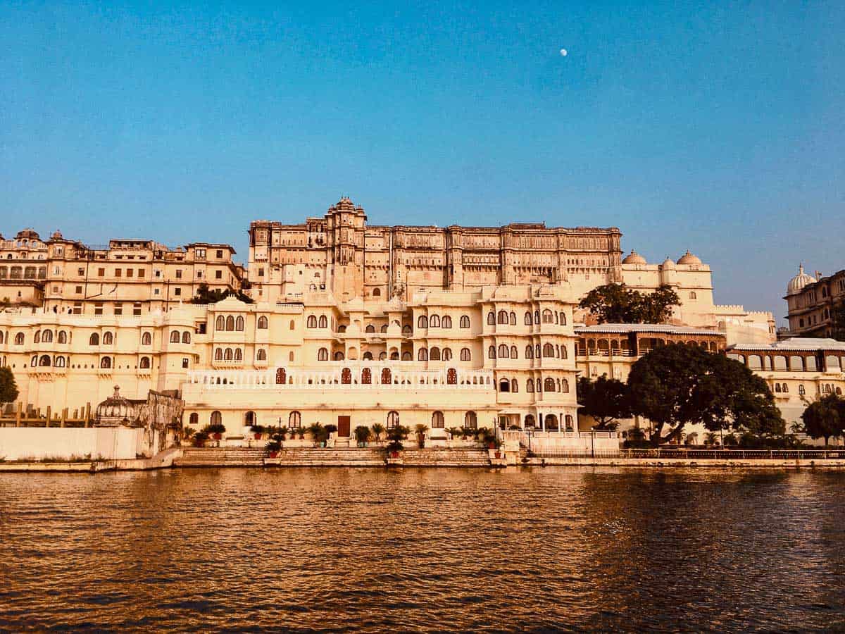 View of City Palace Udaipur from Lake Pichola