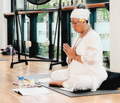 GuruMaa Savitri Devi teaching Kundalini Yoga at Ubud Yoga Centre, Bali