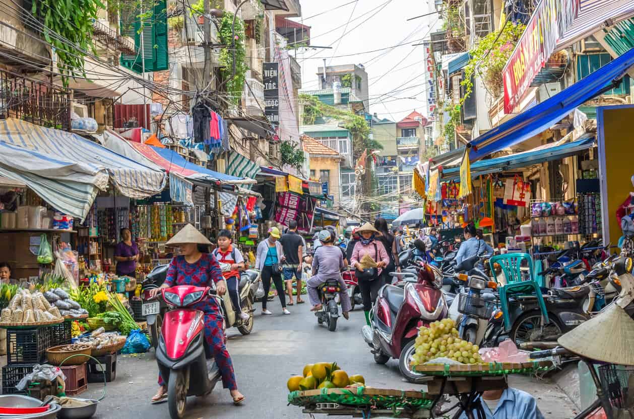 Street market in Hanoi, Vietnam.