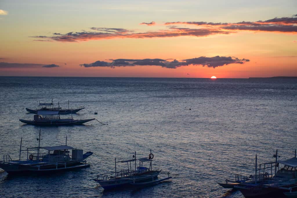 Apo Island at sunset in the Philippines.