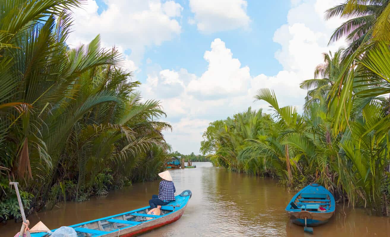 Boats on Mekong River in Vietnam