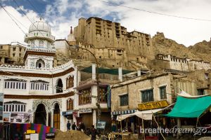 Leh Palace is dramatically located in the middle of Leh, Ladakh. Buddhist palace in Leh, Ladakh, India
